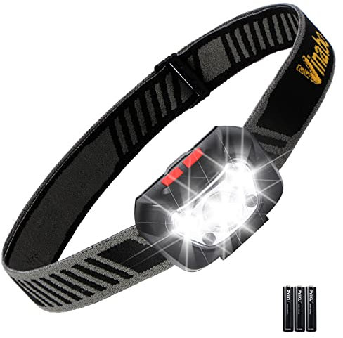 Vinabo Lampe Frontale, 6 Modes, Ultra Puissante d'Eclairage 30° Réglable, 500 LM Lampe Torche LED pour Lecture, Cyclisme, Course, 3 Piles AAA Inclus