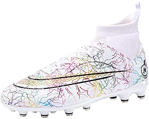 WOWEI Herren Fußballschuhe Professionelle High Top Spike Cleats Fußballschuhe Herren Jugend Outdoor Sportliche Sportschuhe Trainingsschuhe Fussballschuhe Turf Trainer (34 RT, 33EU)