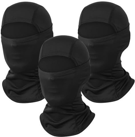 Black Balaclava Ski Mask 3 Pack Motorcycle Face Mask Shiesty Ski Mask for Men Women Summer Full Face Cover Sun Protection Football Snowboarding