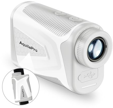 AquilaPro Mini4 Golf Rangefinder with Slope, Newly Upgraded Magnet, 1,000 Yards Range Finder Golf, 0.5 Yard Accuracy, 7X Magnification, Flag Lock Vibration, Rechargeable Golf Laser Rangefinder