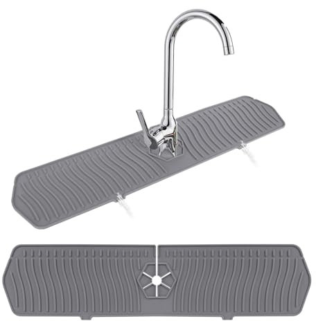 CAINCAY Wasserhahn Spüle Spritzschutz, 24 in Waschbecken Spritzschutz Küchenspüle Spritzschutz Silikon Wasserhahn Matte, Silikon Spritzschutz Abtropfkissen für Küchenspüle