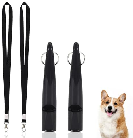 Ormromra 2 Pcs Professional Dog Whistle with Lanyard, Plastic Dog Training Whistles, Dog Whistle with Clear Sound, Best Dog Training Equipment, Whistle for Recall Training & Dog Obedience Training