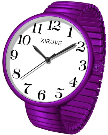 XIRUVE Fácil de Leer Esfera de Números Grande Correa Elástica de Acero Inoxidable Reloj de Pulsera Cuarzo Analógico para Mujer Hombre