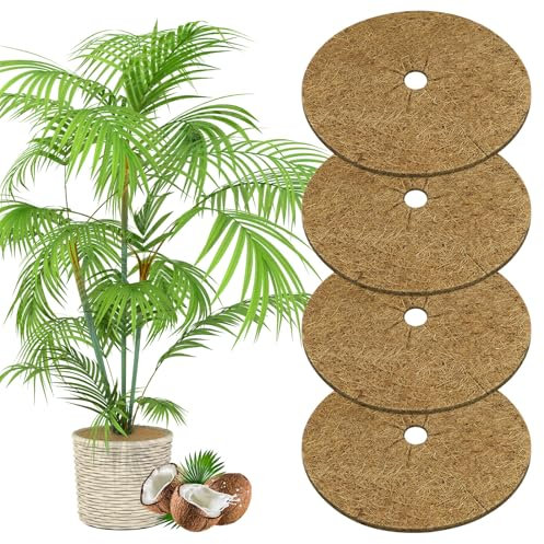 OFFCUP Tappetino in Fibra di Cocco, 4pezzi 30cm Pacciamatura Cocco, Disco di Cocco Rotondo, Adatto per Piante da Giardino e Alberi per Proteggere Le Erbacce dal Gelo