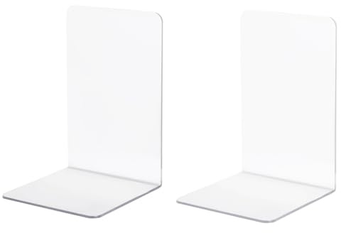 Lot de 2 serre-livres en acrylique transparent pour étagères pour livres lourds décoratifs antidérapants pour la maison, la bibliothèque et le bureau