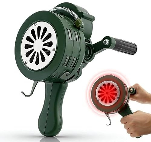 Sirène à manivelle, boîtier en aluminium, alarme portable à manivelle 110 dB, sirène de secours auto-protection pour les usines, les écoles et les lieux publics