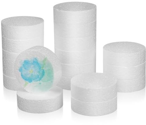 WOFASHPURET 18 Círculos de Espuma para Manualidades, Discos Redondos de 7,5x2,5 Cm, Pack de 18 Unidades para Decoración de Pasteles y Proyectos Creativos