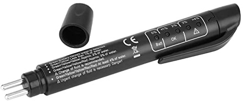 aqxreight Probador de Líquido de Frenos Digital, Comprobador de Líquido de Frenos Plástico, 5 LED, para DOT5 con Lectura, para Talleres de Reparación