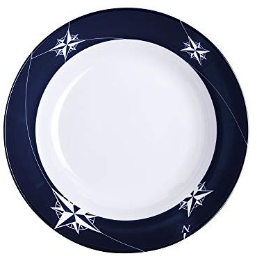 Marine Business northwind Assiette Soupe en mélamine, Blanc et Bleu, 19 x 19 x 5.3 cm, 6 unités
