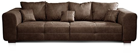 CAVADORE Big Sofa Mavericco - Sofá Grande (287 x 69 x 108 cm), diseño Moderno, imitación de Piel, Color marrón