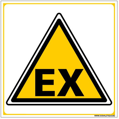 Signalétique.biz France - Panneau Danger EX Zone ATEX - PVC 1,5 mm - 125x125 mm - Protection Anti-UV