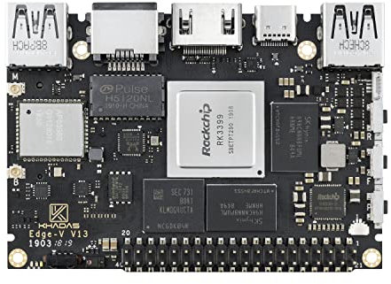 Khadas Edge V Pro Rockchip RK3399 Single Board Computer, Einzelbrettcomputer Mali-T860MP4 GPU, 8bit STM8S003 mit programmierbarem EEPROM (4+32 GB)