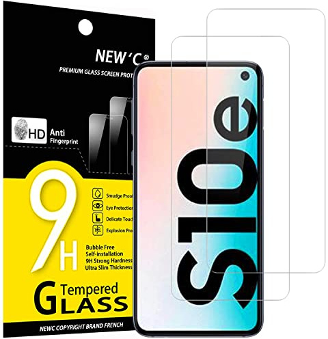 NEW'C Lot de 2, Verre Trempé pour Samsung Galaxy S10e, Film Protection écran -sans Bulles d'air -Ultra Résistant (0,33mm HD Ultra Transparent) Dureté 9H Glass
