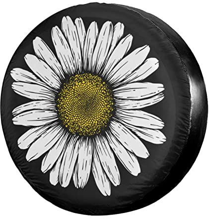 Foruidea Daisy Flower Spare Tire Cover Dust-Proof Wheel Tire Cover Fit Trailer, RV, SUV and Many Vehicle 17 Inch