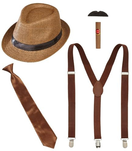 W WIDMANN MILANO Party Fashion 68557 - Kostüm-Set Die Wilden 20er, 5-teilig, Charleston, Gangster, Mafia-Boss, Accessoires, Karneval