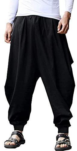 YAOHUOLE Mens Yoga Pants Kireina Pants Mens Yoga Trousers Japanese Trousers Men Drawstring Baggy Men Black XL