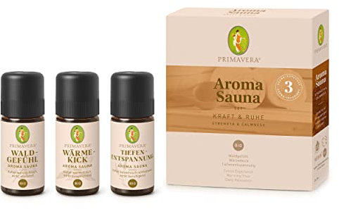 Primavera Bio Aroma Sauna Set (Kraft und Ruhe), 3 x 10 ml