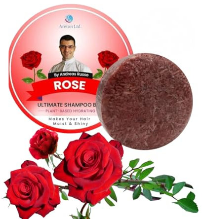 HandMade Solid Shampoo Bar – Natural Shampoo and conditioner For Dry Hair, Hair Nourishment, Prevents Spilt Ends With Plant Based Hydrating SLS Free Shampoo (Rose Scent)