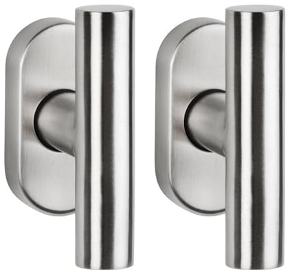 FELGNER Ensemble de 2 Poignées en T Como | Serrure de Fenêtre avec Verrouillage à Billes à 90° | Pour Salle de Bain/Chambre | Résistant à la Corrosion | Nickel