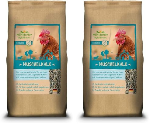 My Little Farm - Cal de Conchas Pollos en Crecimiento y Puesta en Marcha, Puede prevenir la deficiencia, Ayuda a la Potencia de la Lucha, Aprobado para la alimentación orgánica (Paquete de 2)
