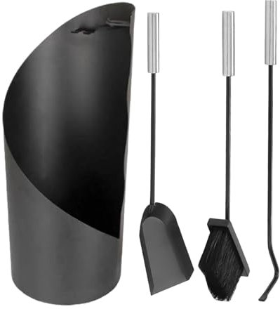 Ensemble de seau à cendres, outils de cheminée, accessoires de cheminée, ensemble de cheminée de cuisine, outils portables en fer, ensemble complet de 4 outils au design moderne élégant pour