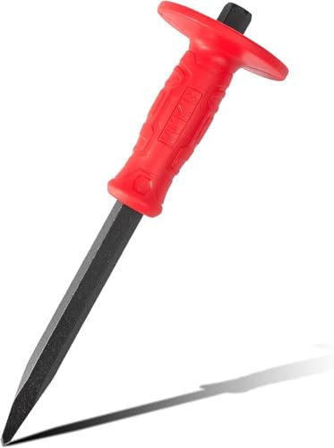 Monkey King Bar 305MM Masonry Pointed Chisel,Cold Chisel with Hand Guard for Tile Concrete adhesives Heavy-Duty Stone Carving Tool for Professional and DIY Projects