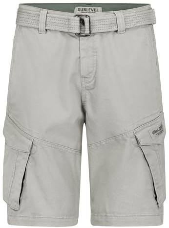 Sublevel Pantaloni corti da uomo, in denim, da jogging, stile vintage, W29 – W42, Cargo Nick Moon Grey, 33W