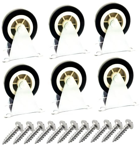 Floyutin 2 inch Rigid Plate Hard Rubber Caster Wheels for Furniture and Workbench 6 Packs Black (Free Screws)