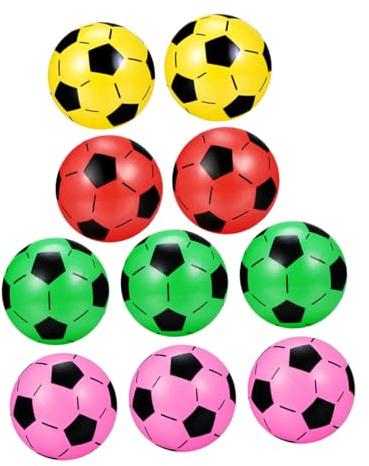 Sosoport Pallone da Calcio Gonfiabile per Bambini 10 Pezzi in Plastica, Giocattoli da Calcio da Campeggio Divertenti e Portatili per Beach Party e Back To School Party Colore Casuale