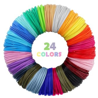 3D Stift Filament PLA, 1,75mm, 24 Farben 3D Pen Filament, je 120M, 3D Stift Zubehör für Kinder Biologisch Abbaubar, Geruchsneutral, PLA Filament 3D Stift für MYNT3D, SCRIB3D