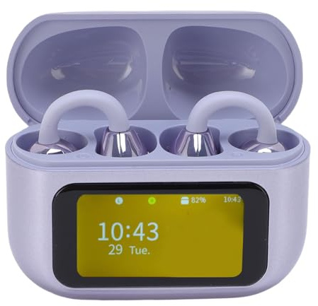 GOWENIC Auriculares Inalámbricos con Pantalla Táctil LCD a Color con Sonido HiFi, Auriculares 5.49 para Transmisión de Sonido Direccional, 2 (Purple)