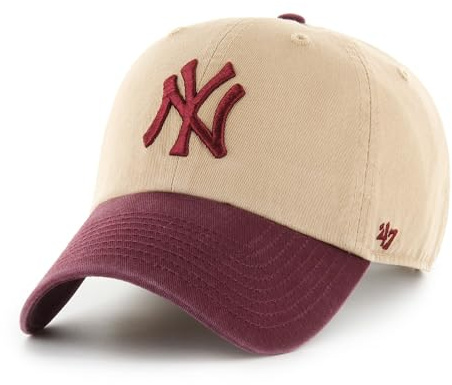 '47 New York Yankees MLB Clean Up Two Tone Hellbraun Weinrot Verstellbare Cap One-Size