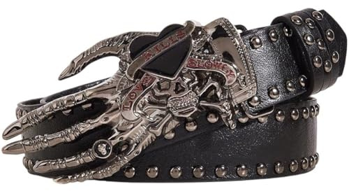 Fopytu Cinturón Gótico De Calavera con Tachuelas De Cuero, Estilo Punk, con Remaches, para Hombre Y Mujer, con Hebilla De Calavera De Halloween.