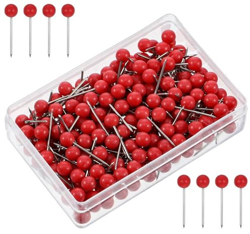 200 PCS Red Push Pins, Small Round Head Map Pins for Travel Map, 1/8 Inch Red Thumb Tacks for Map, Cork Board, Bulletin Board, Wall