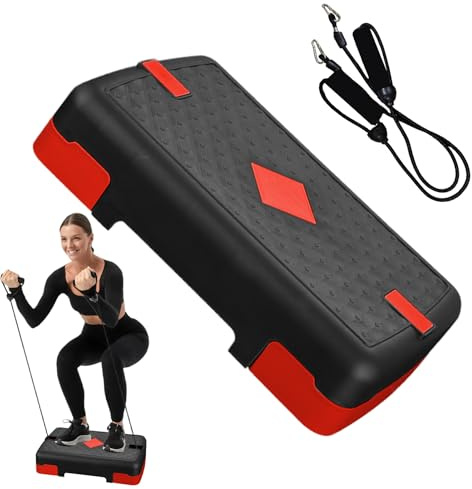 DzpKrka Tabla De Step Antideslizante Para Entrenamiento, Plataforma De Ejercicio Con Cuerda, 45x29x10 Cm, Para Cardio, Fitness Y Yoga, Uso Doméstico Para Adultos Y Niños