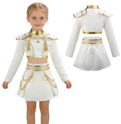 Piashow Anime Cosplay pour enfants, costume d'Halloween pour groupes de filles, performance sur scène, anniversaire, Noël, carnaval, déguisement, fête, ensemble 2 pièces pour filles (120)
