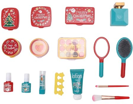 BSTCAR Kit de Maquillaje para Niños, 17 Piezas, Lápiz Labial, Sombra de Ojos, Colorete en Polvo, Espejo, Pincel Cosmético, Esmalte de Uñas, Juego de Maquillaje para Niños de 3, 4, 5, 6,