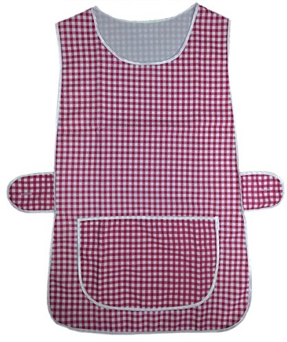 MyShoeStore Tabard Apron for Women, Kitchen Cleaning Work Overall with Pocket, Poly Cotton Material (Pink Check, XXL/XXOS)