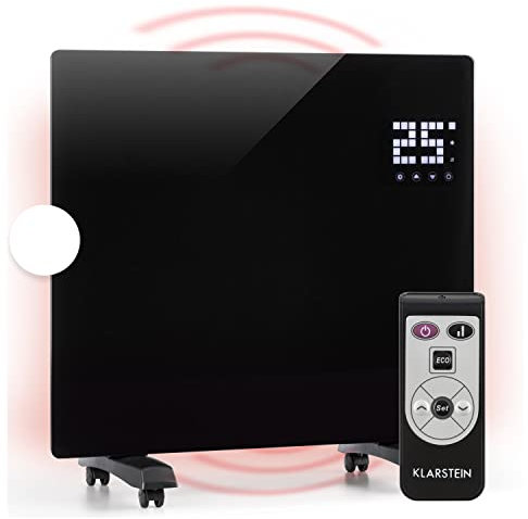 Klarstein Radiadores Electricos para Casa, Estufa Electrica de 2000W con Ruedas, Radiador Electrico Silencioso, Portátil y Delgado, Estufas con Panel para Pared, Pantalla y Termostato