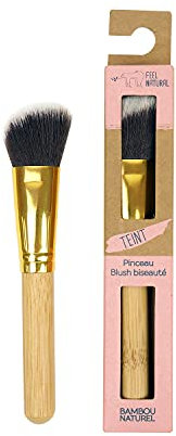 Feel Natural - Pinceau Biseauté pour Maquillage : Blush, Poudre, Contouring et Fond de Teint - En Bambou Naturel - Fibres Ultra Douces - 1 Unité