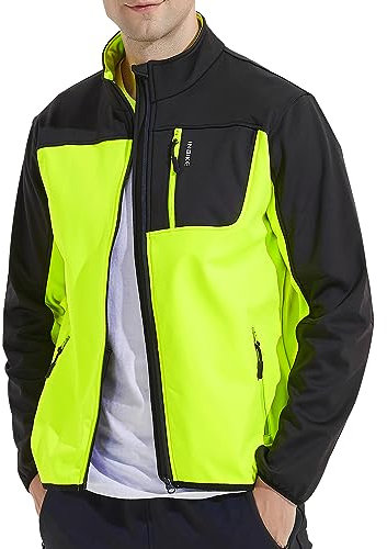 INBIKE Fahrradjacke Laufjacke Herren 3 Taschen Softshelljacke Windjacke Wasserdicht Winddicht Warm Winter Multifunktionale Verbundstoff für eine Vielzahl von Outdoor Sportarten,L