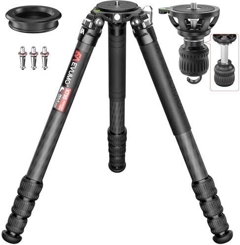 EVUMO Treppiede Fotocamera 165cm in Carbonio Con Tubo 40mm, Cavalletto Fotografico Per DSLR e Videocamera Da Viaggio, Clous En Inox, Trasporto 40kg