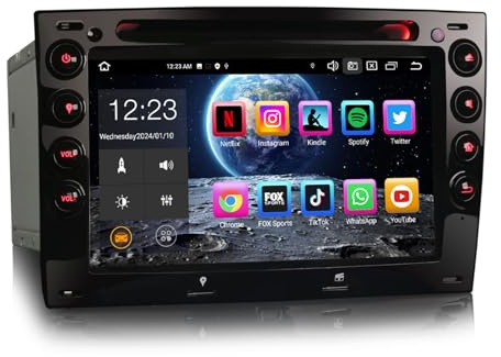 Erisin 8-Núcleos Android 14 GPS Navegación DVD Estéreo de Automóvil para Renault Megane 2 (2002-2008) 7 Pantalla Táctil Wireless CarPlay Android Auto Dab+ Bluetooth 5.0 WiFi DSP 4GB RAM+64GB ROM