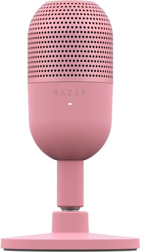 Razer Seiren V3 Mini - Ultra-compact USB Microphone (14 mm Condenser Mic, Supercardioid Pickup Pattern, Tap-to-Mute Sensor with LED Indicator, Built-in Shock Absorber, Plug-and-Play Design) Quartz