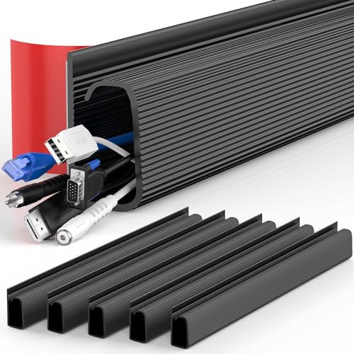 Mokani Cable Management Under Desk, 6 X 15.7in Desk Cord Cable Organizer, No-Drill Cable Raceway, Self-Adhesive Wire Organizer Cable Concealer, Cord Cover Cable Hider Cable Management Tray (Black)