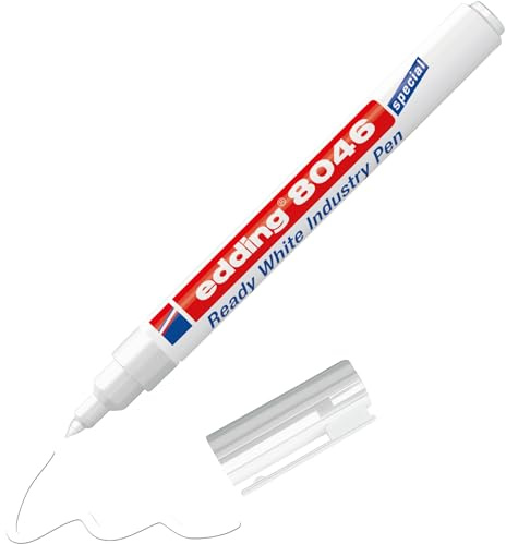 edding 8046 Ready White Industry Pen permanent ogenomskinlig vattentät ogenomskinlig 1,0–3,0 mm linjetjocklek markör för handskrivning