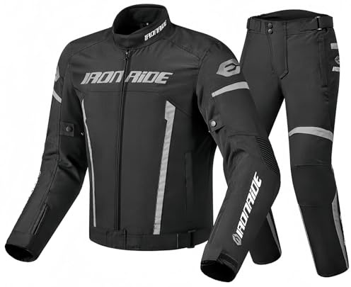 Moto Traje De Moto para Hombre Chaqueta De Moto Impermeable con Certificación CE con Armadura Extraíble Chaqueta De Verano, Pantalones De Moto Transpirables E Impermeables C,L
