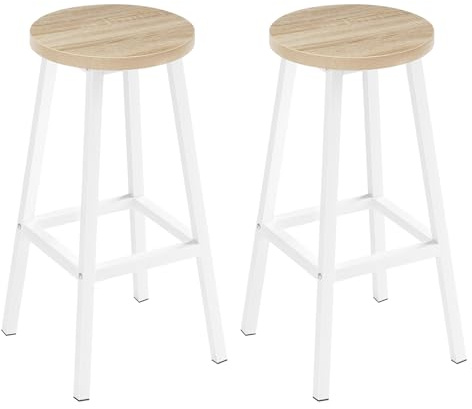Klihome Sgabelli da Bar Set di 2, Alto 64.5cm, Legno chiaro