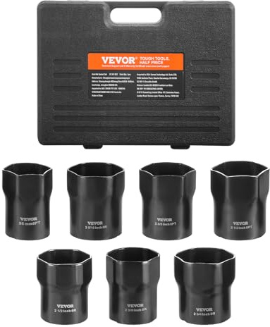 VEVOR Set di Bussole per Dadi di Bloccaggio Cuscinetti Ruota, Attacco da 12,7 mm Chiavi a Bussola SAE e Metriche a 6 Punte con Custodia per Rimuovere Installare Dadi di Bloccaggio dei Cuscinetti Ruota