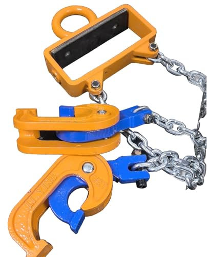 RENLXFI Crane Forklift Top Hook Drum Lift 1 Tonne, Steel Lifting Chain Sling 2 Hooks Drum Lifter for Security Towing and Handling, Barrel Lifting Tool for Workshop Factory